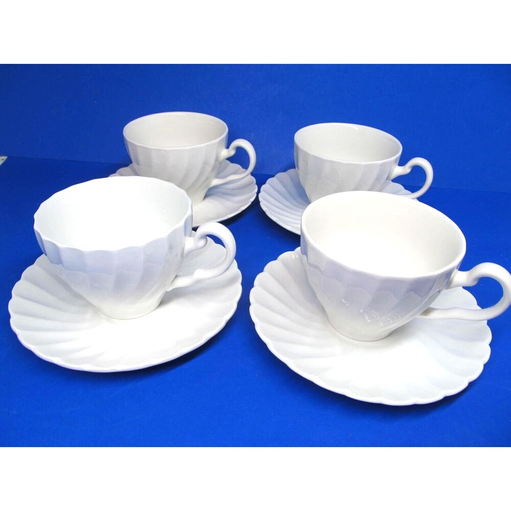 Johnson Brothers Regency Vintage Set Of 4 White Cups With Saucers